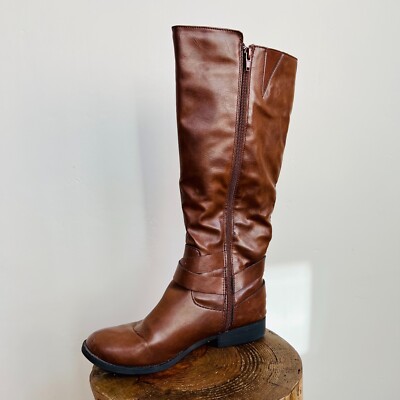 Cognac leather riding boots sales