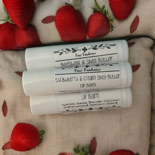 Beeswax And Shea Butter Lip Balm Strawberries And Cream - Picture 2 of 2