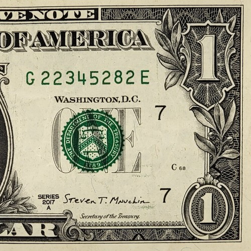 Four Digit Ladder Fancy Serial Number One Dollar Bill G22345282E 2017A Four 2s - Picture 1 of 8