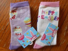 EASTER CHILDRENS SOCKS - SOCK SIZE 9-11 - TWO PAIR NWT - SET THREE