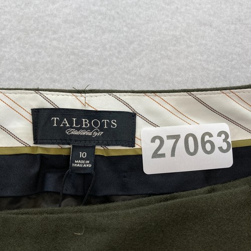 Talbots Heritage Dress Pants Women's 10 Wide Leg Green Wool Stretch Blend NWT - Picture 4 of 14