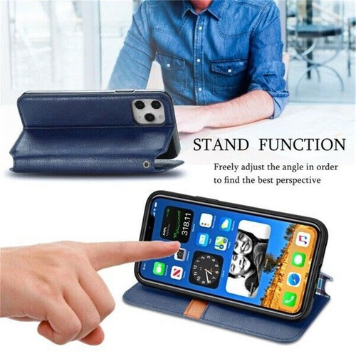 Luxury Magnetic Leather Wallet Cover Case for 14 13 12 11 Pro Max XR XS 7 8 SE - Picture 23 of 39