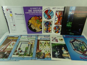 Stained-Glass-Instruction-Glass-Patterns-Book-Booklet-Lot-of-9-Windows-Mosaic