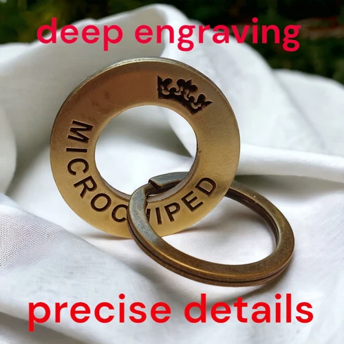Dog Cat Id Pet Tag Personalised Deep Engraved Round  Collar Solid Brass Custom