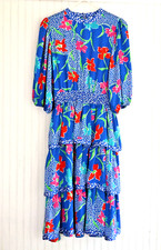 Vntage 80s Floral Ruffles Boho Flowy Dress Janan Studios Robert Janan LTD