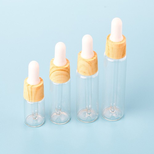 4 Pcs Wood Grain Dropper Bottle Travel Glass Bottles with for Essential Oils