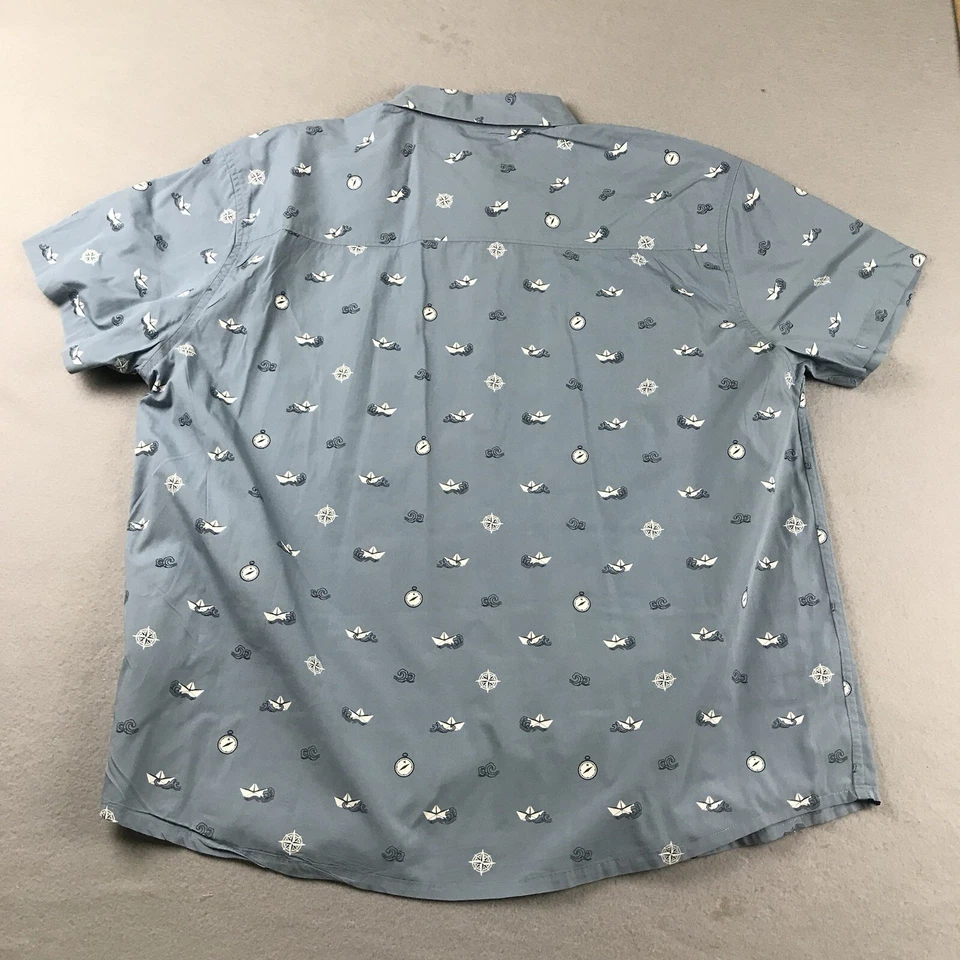 EMS Shirt Mens XXL Blue Nautical Prints AOP Short Sleeves Button Up - Image 4 of 4