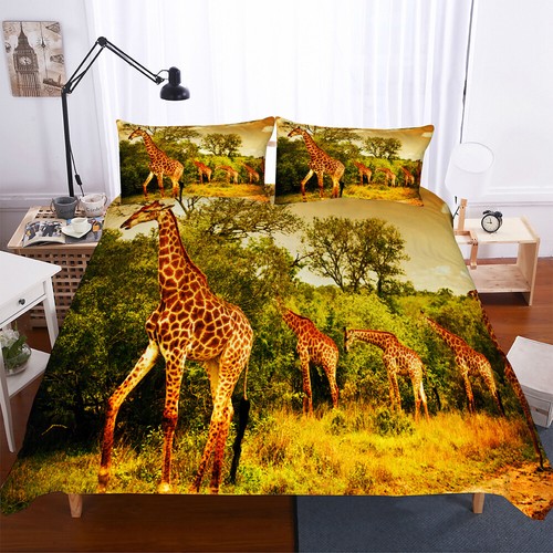 Giraffes Bedding Set Safari Animals Quilt Cover Set Single Double Queen King - Picture 15 of 32