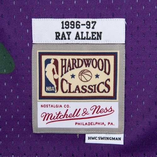 Ray Allen Milwaukee Bucks 1996-97 Authentic RELOAD Swingman Jersey - Purple/Lime - Picture 3 of 3