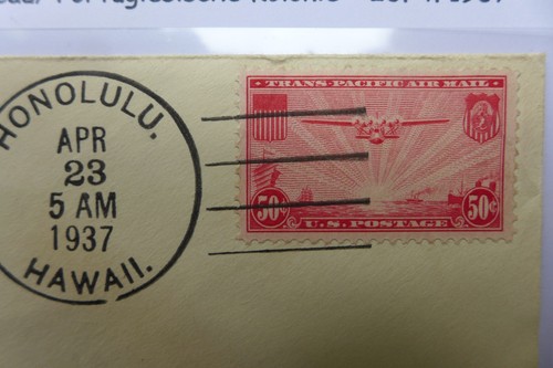 1937 PAA-Erstflug Honolulu/Hawaii -- Macau/portugiesische Kolonie /Sonderstempel - Bild 2 von 3
