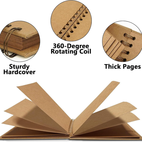 Scrapbook Album, Hardcover Paper Scrapbook Photo Albums, 20 Sheets Memory Book f - Picture 4 of 7
