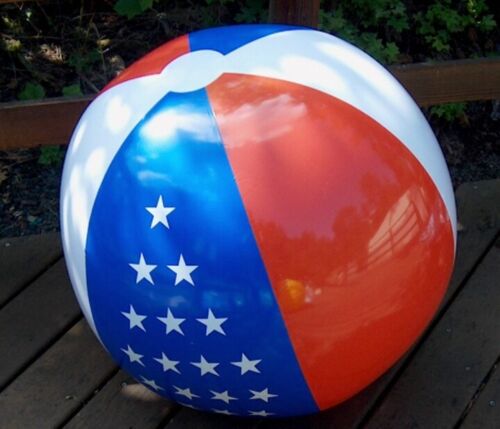 36" Inflatable STARS & STRIPES Beach Ball USA Fun `4th of July` Pool Party Toy - Picture 3 of 4