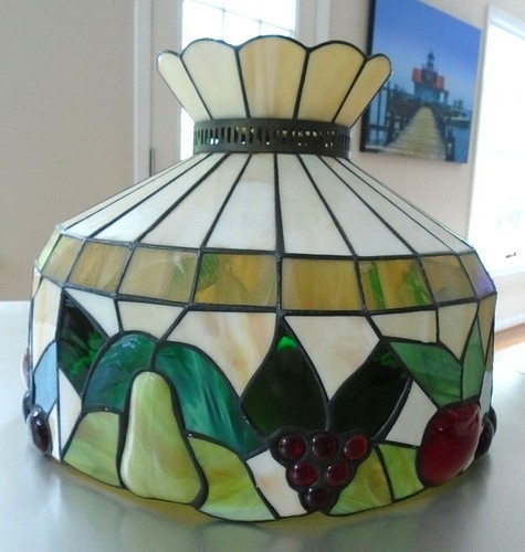 Vintage Stained Glass Fruit Motif Chandelier Lamp Light Fixture Hardware Ebay