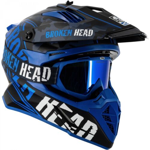 Broken Head Crosshelm Squadron Rebelution Blau + MX-2 Brille Blau Verspiegelt - Bild 7 von 17