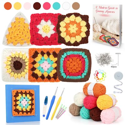 Crochet Kit for Beginners Granny Square Crochet Kit for Adults Includes Croch