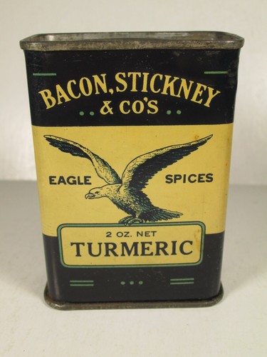 Lata especias de cúrcuma Bacon, Stickney & Co. - águila gráfica - LIMPIA - Imagen 4 de 7