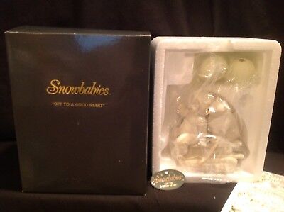 DEPT 56 SNOWBABIES sledding w/balloons & bear ''Off to a good start'' MIB