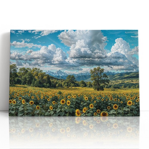 Sunflowers and Storm Clouds Wall Art, Canvas Print for Home Decor, Art Poster - Picture 2 of 10