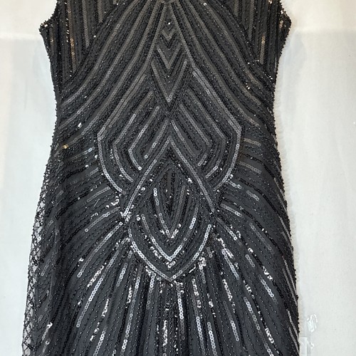 SM Great Gatsby 1920s Flapper Dress Beaded Sequin Fringe Black Dance Retro - Picture 2 of 7