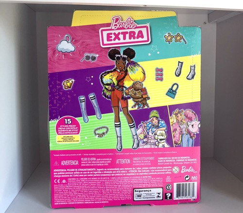 NEW 2020 Mattel Barbie Extra Shine Bright Fashion Doll #1 Rainbow Coat & Pet Dog - Picture 4 of 9