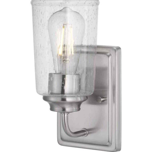 Hampton Bay Evangeline 4.5 in. 1-Light Brushed Nickel Indoor Farmhouse Sconce - Picture 7 of 12