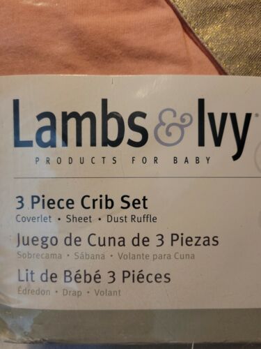 LAMBS & IVY 3 PIECE CRIB SET COVERLET SHEET DUST  RUFFLE BABY COLLECTION NEWBORN - Afbeelding 1 van 6