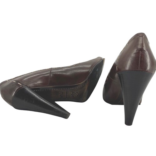 Donald J Pliner Berri Brown Leather Women's Unique Heels Pumps Shoes 7.5M - 第 10/10 張圖片