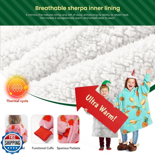 Narecte Kids Blanket Hoodie Kids Hoodie Blanket Kids Wearable Blanket Kids,We - Bild 3 von 5