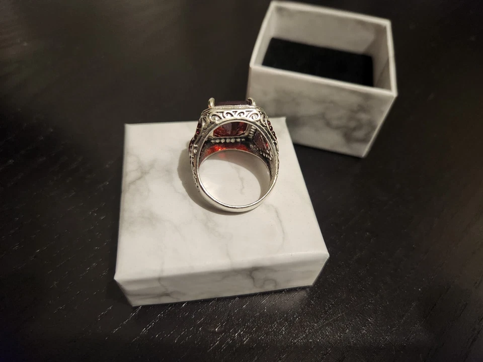 Cristal rojo corte cuadrado diseño vintage para hombre de negocios Foto 4 de 4