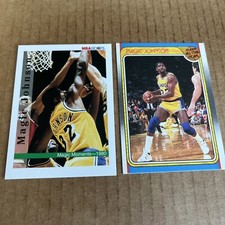 MAGIC JOHNSON 1988 Fleer All Star #123 & 1992 Hoops #328 Lakers Basketball (e7)