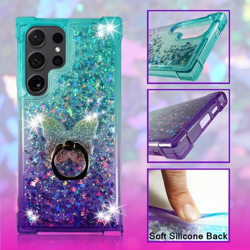 For Galaxy S24 / S24 Ultra - Liquid Glitter Bling Case Cover Phone + Ring Stand - Picture 20 of 30