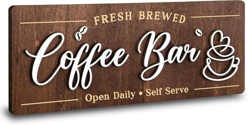 Coffee Bar Signs for Wall Decor - Station, Brown
