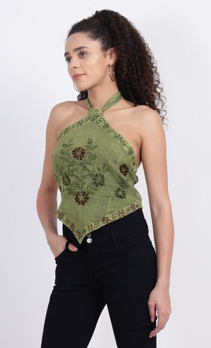Ladies Boho Halter Neck Top Summer Pointed Beach Holiday Embroidered 6 8 10 12 - Picture 5 of 71