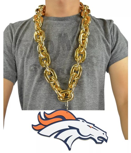 Denver Broncos große Kette Halskette | GOLD auffälliges EVA Schaum Logo schneller Versand - Bild 1 von 3