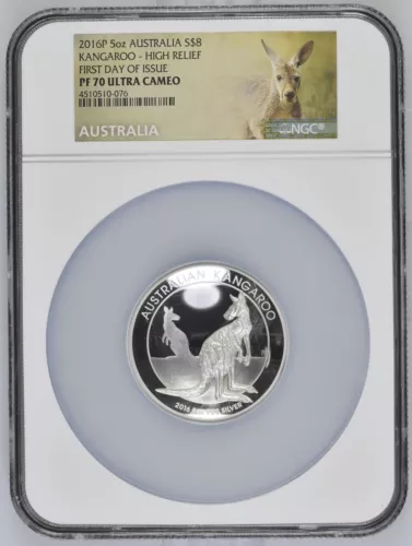 2016 Australia $8 5oz Silver Coin KANGAROO - High Relief NGC PF70 F.D.O.I.