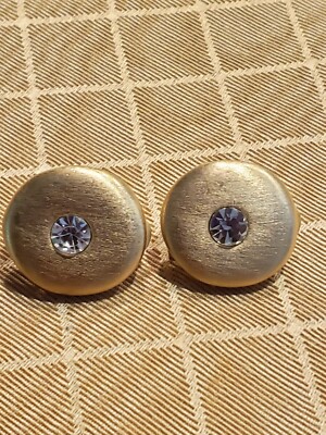 Roberta Chiarella Designer Signed Gold Tone Crystal Clip On Earrings EUC