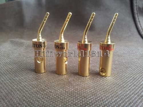 4p Copper Gold Plated Speaker Cable Pin Banana Terminal Connector Plug - Picture 3 of 3
