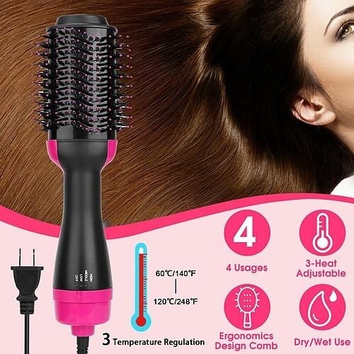 Heißhaarbürste 4 in 1 Haartrockner Volumizer Bürste Trocknerkamm zum Glätten von Cu - Bild 2 von 6
