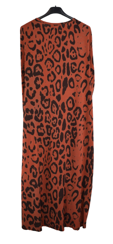 Animal Print Lagenlook Dress with Twist Knot Comfortable Oversized Dress V-neck. - Picture 2 of 12