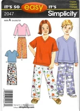 Simplicity 2047 EASY Child's Pants & Knit Top SZ 3-8 UNCUT 2011 BOYS & GIRLS