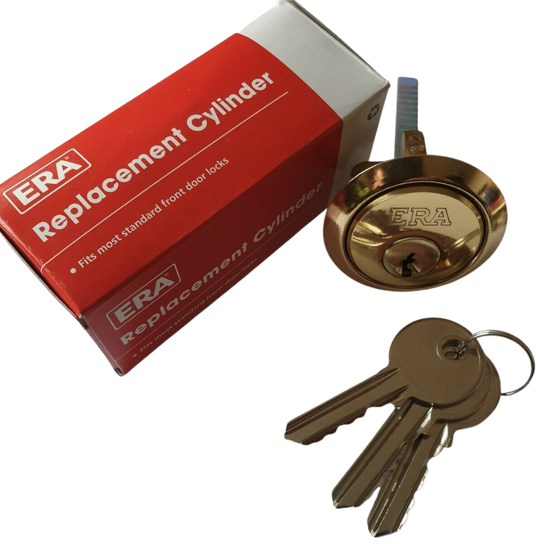ERA Front Door Lock 5 PIN RIM CYLINDER replaces Yale type lock Brass Finish