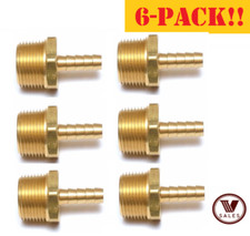 6-PACK! NEW!! 1/4"X1/2" Brass MALE NPT Barb Hose Straight Fitting 125-4D