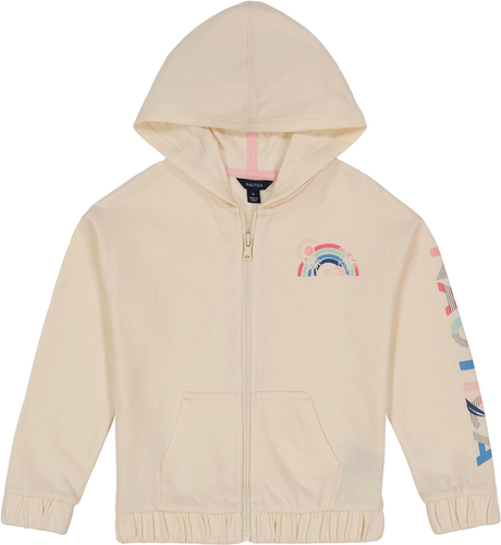 Girls' Logo Sweatshirt, Fleece Hoodie with Full-Zip Front & Pockets - Picture 5 of 12