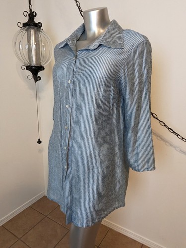 Cut Loose NWT Tunic Top Blouse Lagenlook blue stripe Tencel XL - Picture 2 of 4