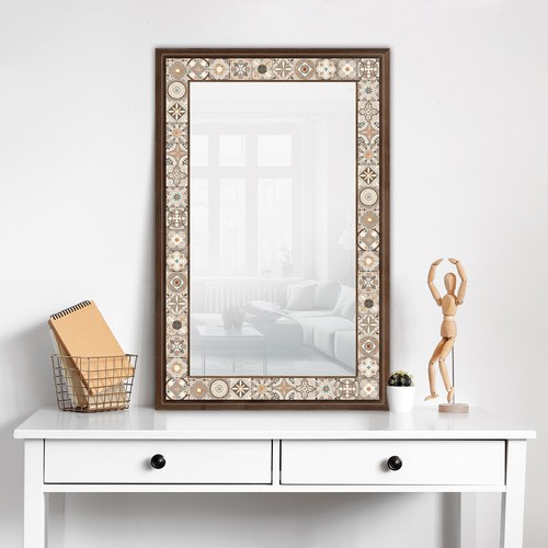 Handmade Mirror Wall Decor Hanging Wooden Frame Natural Stone Home Decor Gift - Picture 67 of 146