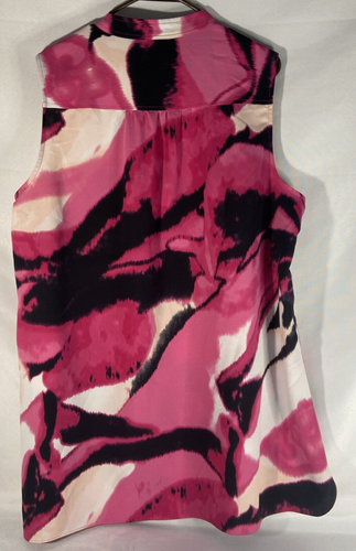 Alfani Woman Black Pink and White Sleeveless Button-up Tunic Blouse Size 2X - Picture 6 of 8