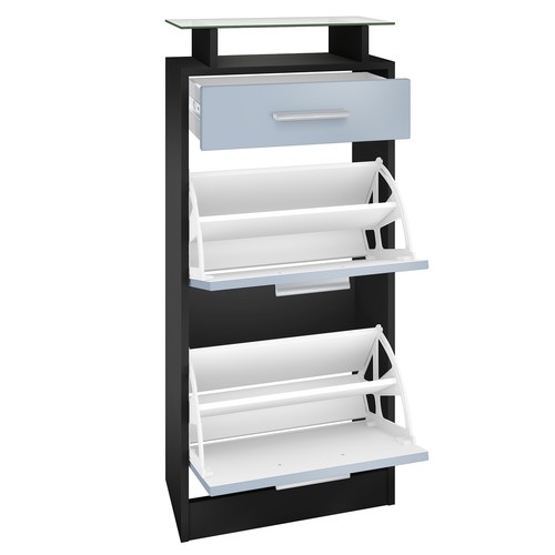 Garderobenset Garderobe Paneele Schuhschrank Spiegel Loret V2 Mini Schwarz matt - Bild 3 von 32