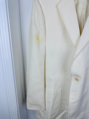Vintage JC Penneys 1980s Off White Cream Linen Leisure Suit Jacket Men Size 44XL - Picture 10 of 10