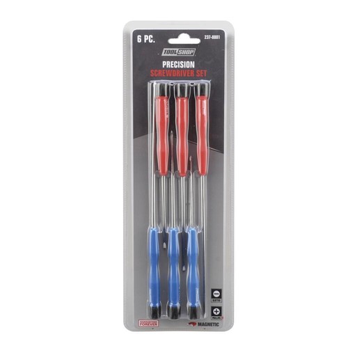 Precision Screwdriver 6 Piece Set 3" 4" & 6" Slotted Phillips 1/8" Magnetic Tip - Picture 2 of 3