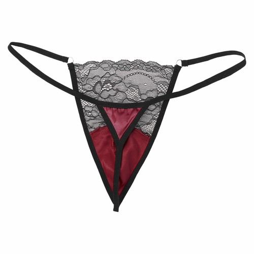 Herren Sissy G-String Panties Satin Blume Spitzen Transparent Tanga Thong Slip - Bild 38 von 43